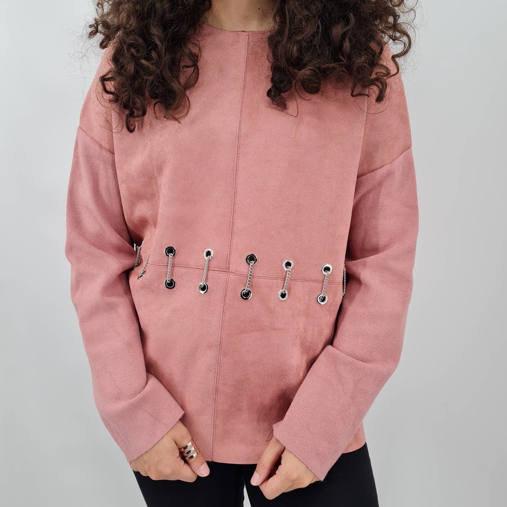 Sofia Collection Sweater Blush Pink Chains OS NWT